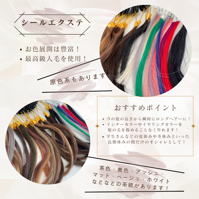 ヘアゴムエクステ ベージュ×ブラック×ピンク 2本SET 30cm 歯がゆい